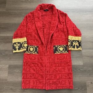 Versace I Love Baroque Red Bathrobe Size Small Authentic MISSING BELT TIE